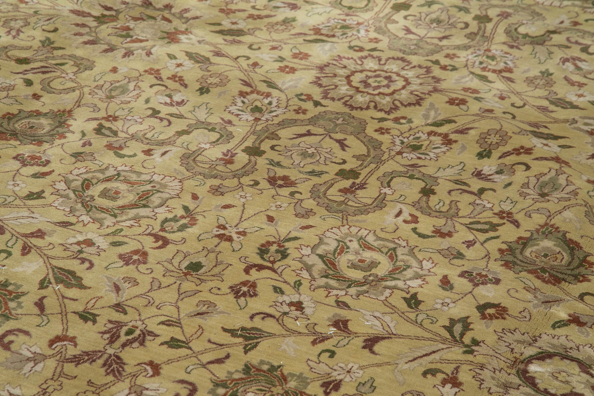 Tebriz Sarı Klasik Pamuk Yün El Dokuma Halısı 341x545 Agacan