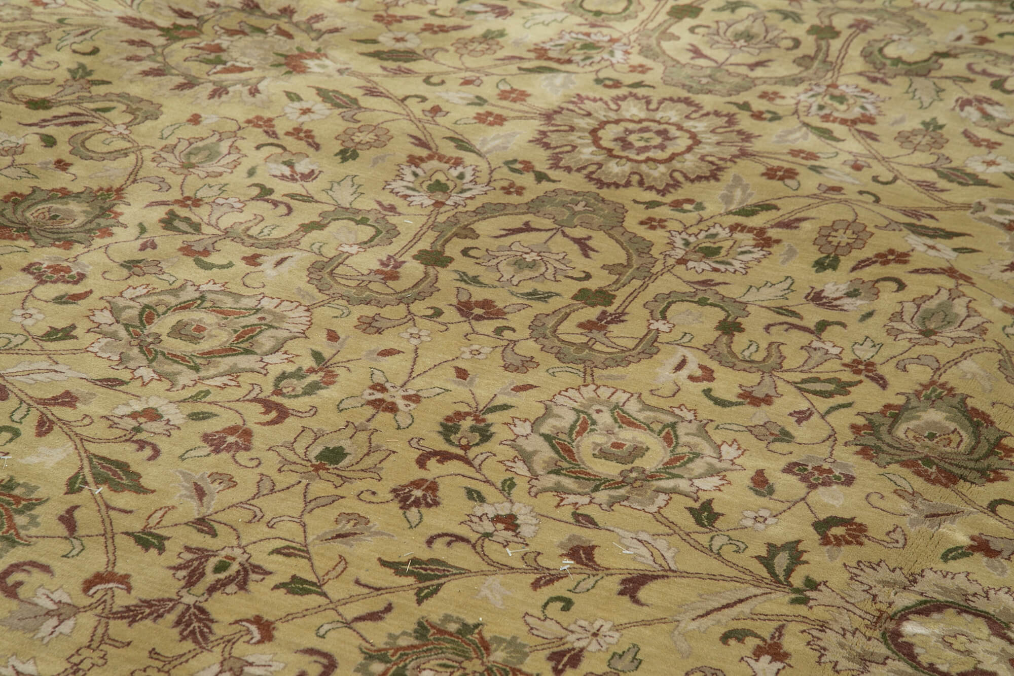 Tebriz Sarı Klasik Pamuk Yün El Dokuma Halısı 341x545 Agacan