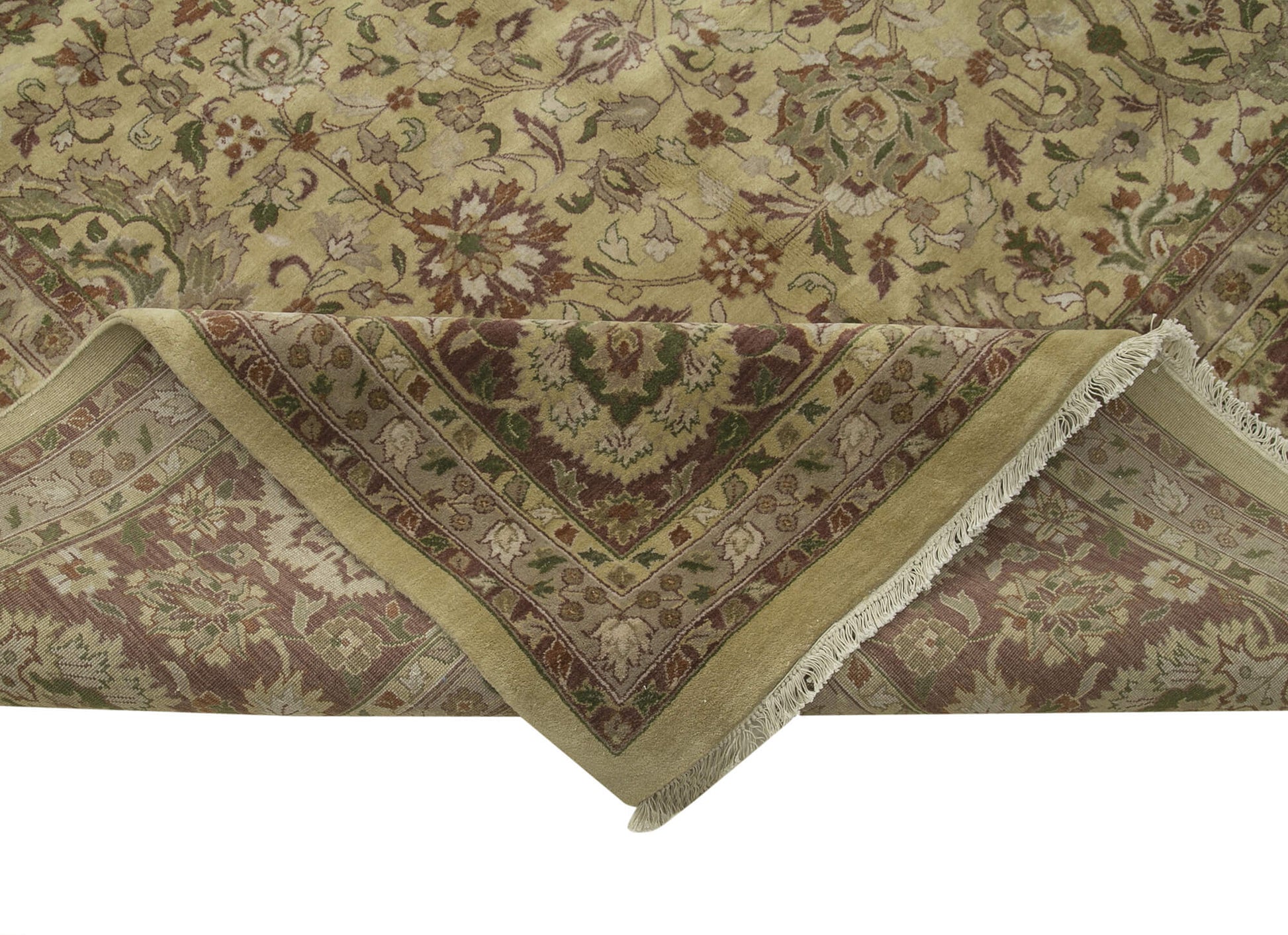 Tebriz Sarı Klasik Pamuk Yün El Dokuma Halısı 341x545 Agacan