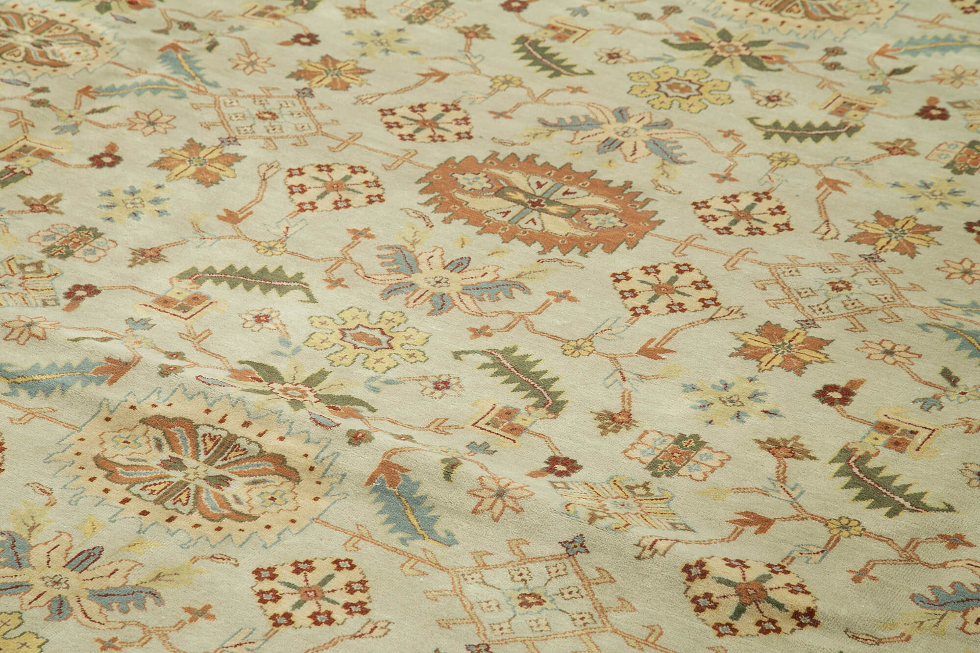 Tebriz Yeşil Klasik Pamuk Yün El Dokuma Halısı 362x549 Agacan