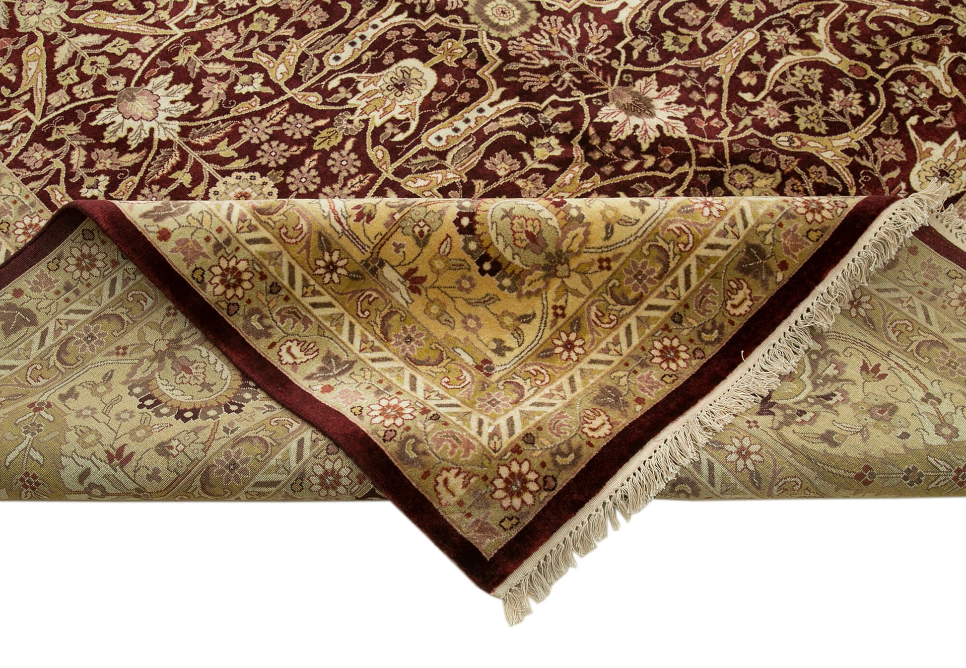 Tebriz Sarı Klasik Pamuk Yün El Dokuma Halısı 362x450 Agacan