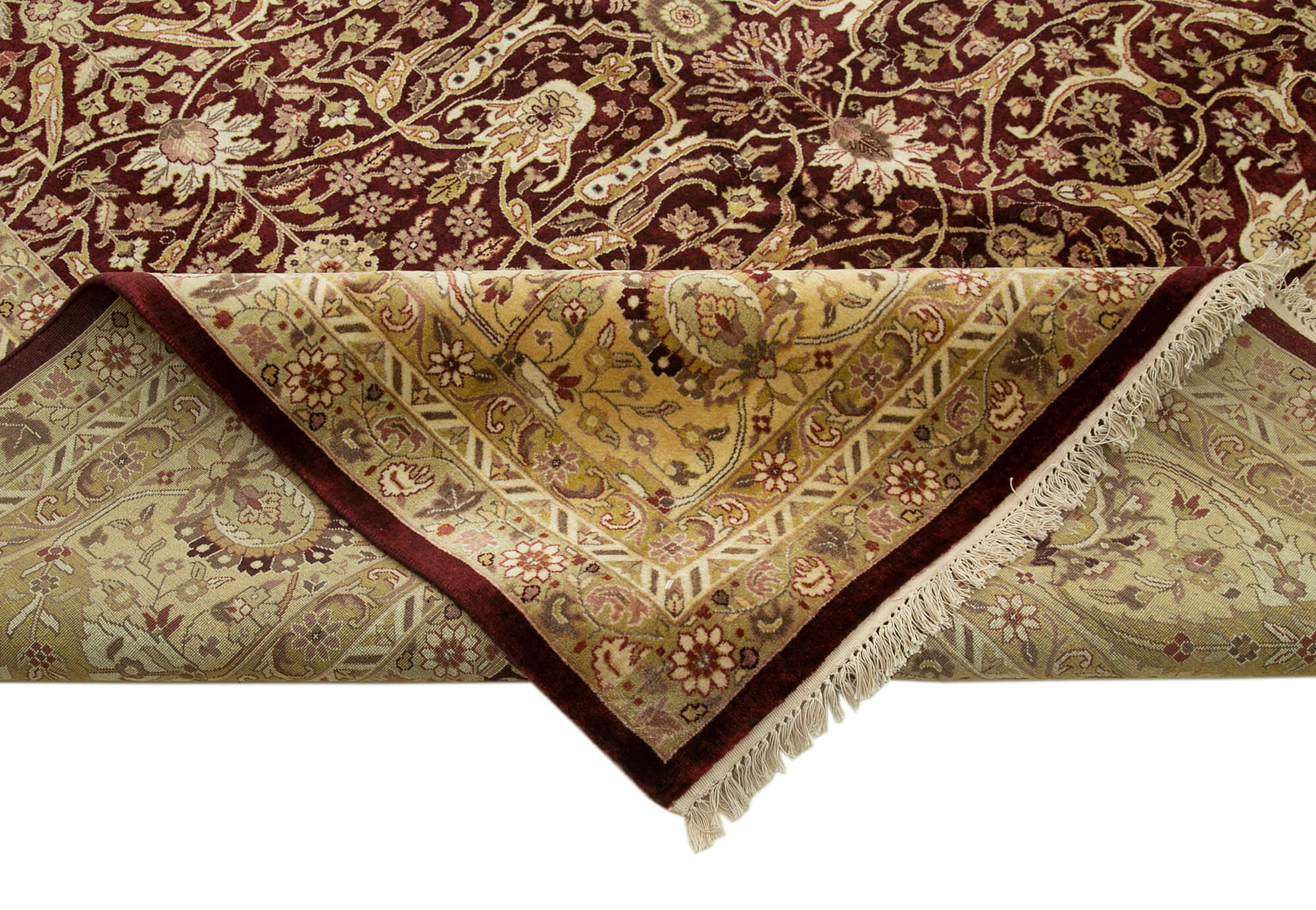 Tebriz Sarı Klasik Pamuk Yün El Dokuma Halısı 362x450 Agacan