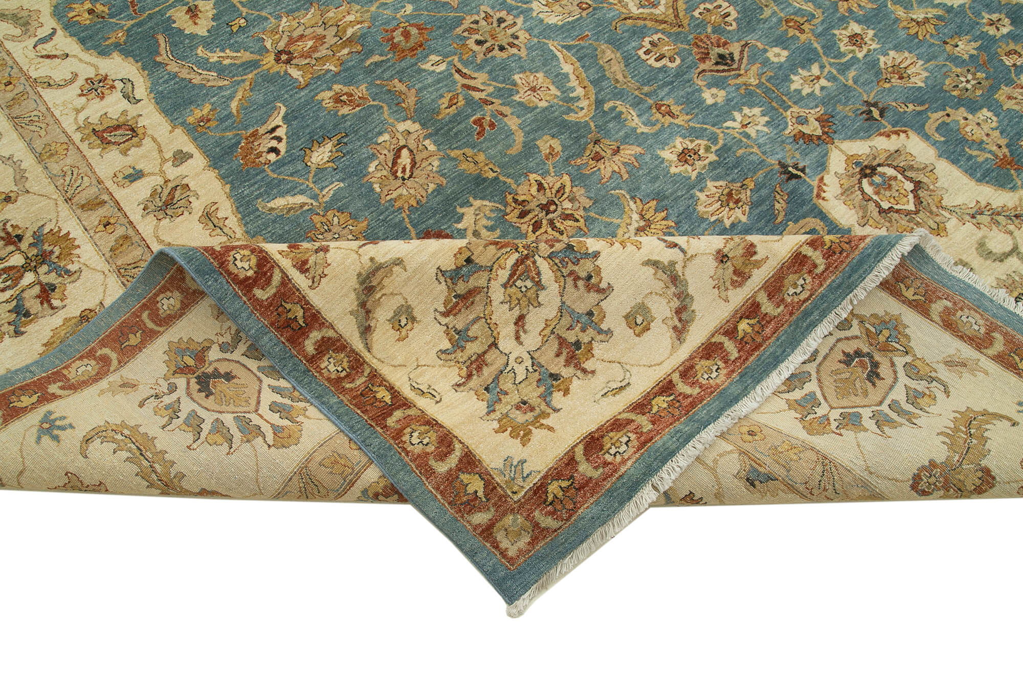 Tebriz Bej Klasik Pamuk Yün El Dokuma Halısı 364x546 Agacan