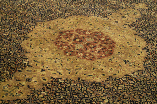 Tebriz Kahverengi Klasik Pamuk Yün El Dokuma Halısı 370x455 Agacan