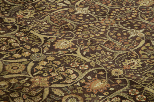 Tebriz Kahverengi Klasik Pamuk Yün El Dokuma Halısı 377x482 Agacan