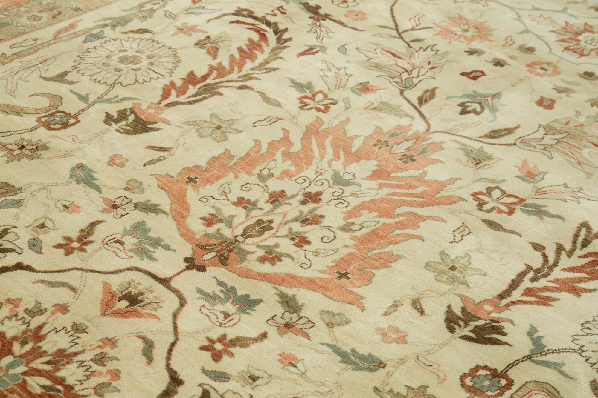 Tebriz Bej Klasik Pamuk Yün El Dokuma Halısı 360x548 Agacan