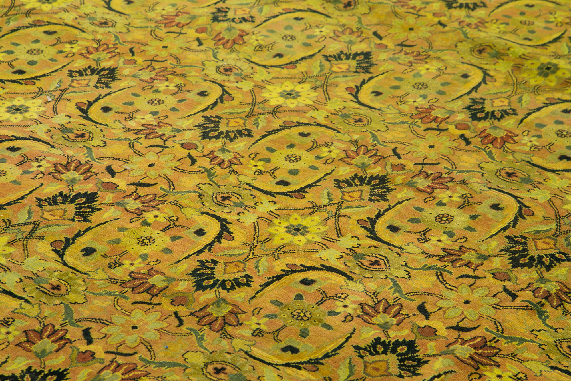 Tebriz Yeşil Klasik Pamuk Yün El Dokuma Halısı 414x554 Agacan