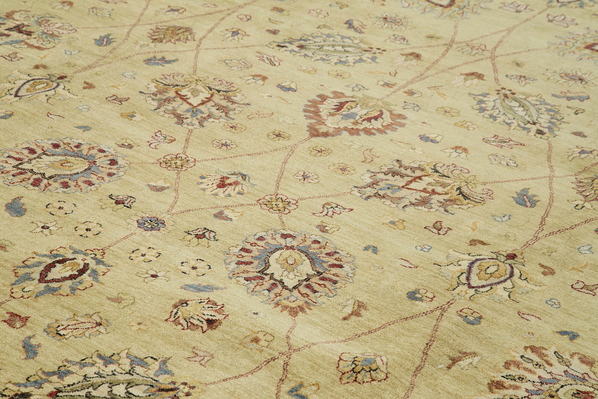 Tebriz Bej Klasik Pamuk Yün El Dokuma Halısı 362x548 Agacan