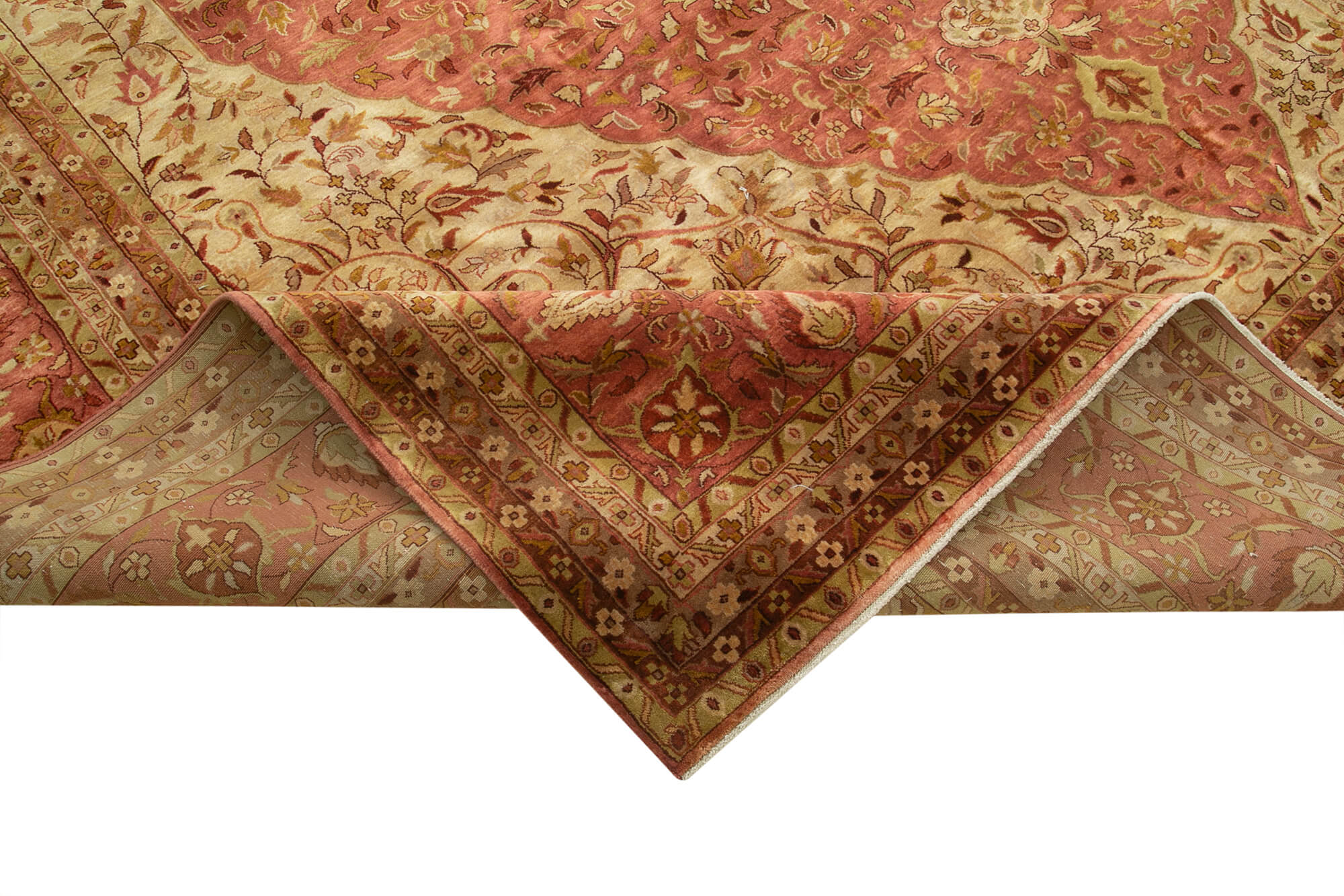 Tebriz Kırmızı Klasik Pamuk Yün El Dokuma Halısı 350x530 Agacan