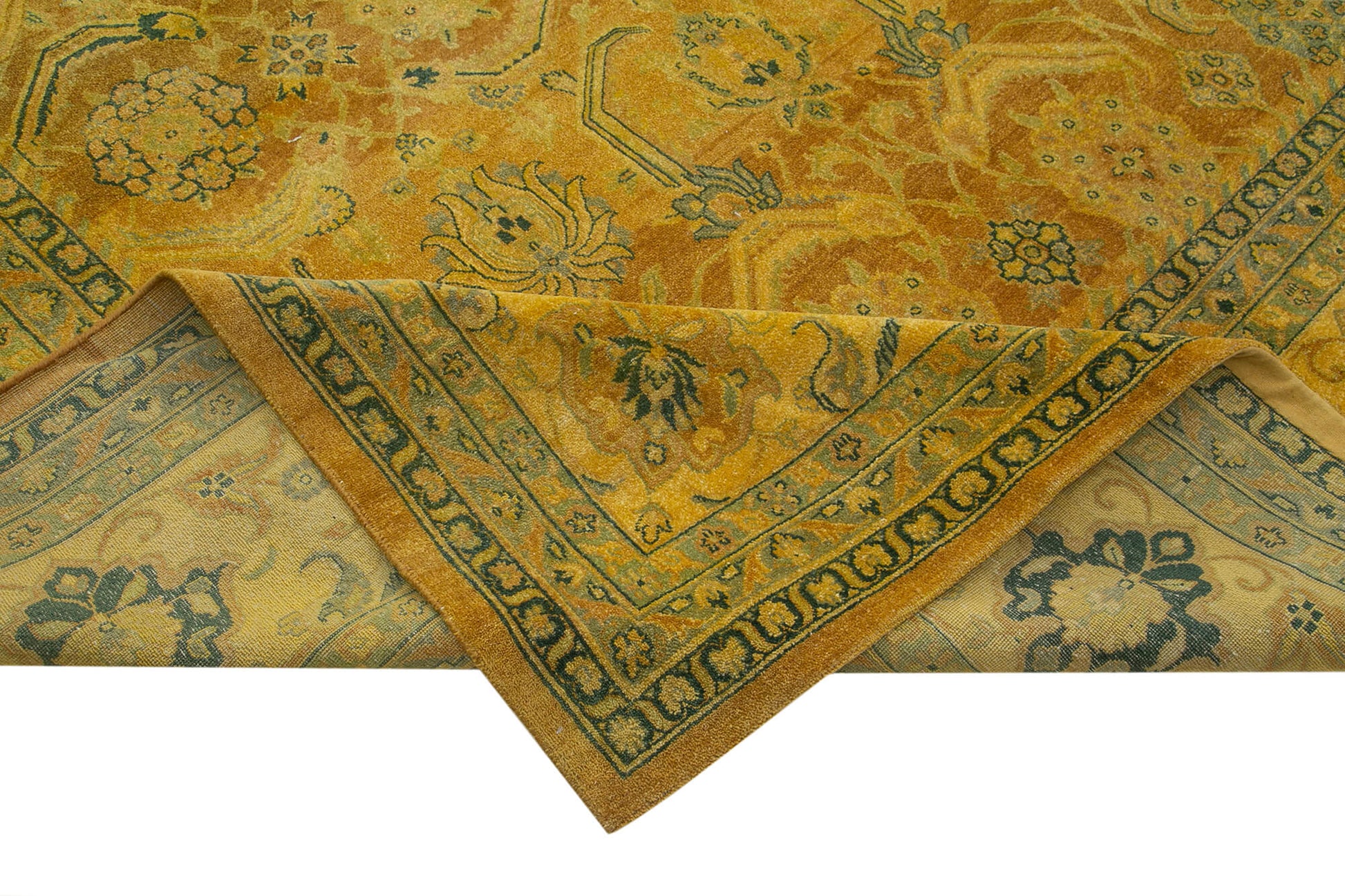 Tebriz Sarı Klasik Pamuk Yün El Dokuma Halısı 422x602 Agacan