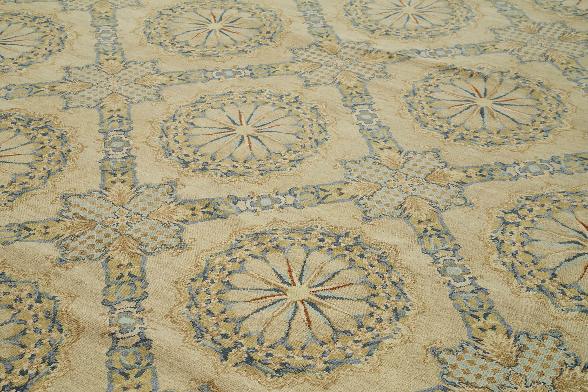 Tebriz Bej Klasik Pamuk Yün El Dokuma Halısı 417x614 Agacan