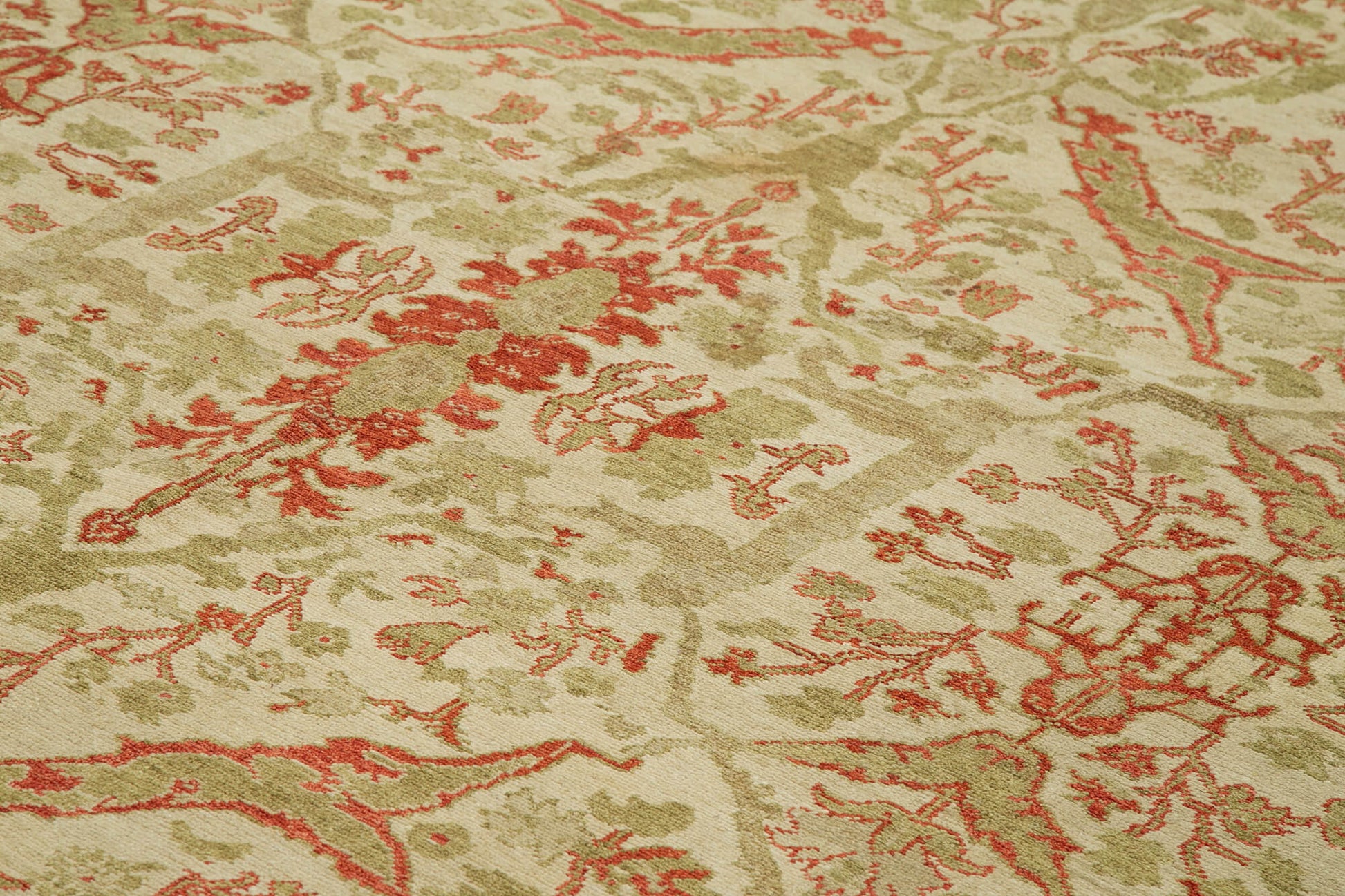 Tebriz Bej Klasik Pamuk Yün El Dokuma Halısı 372x485 Agacan