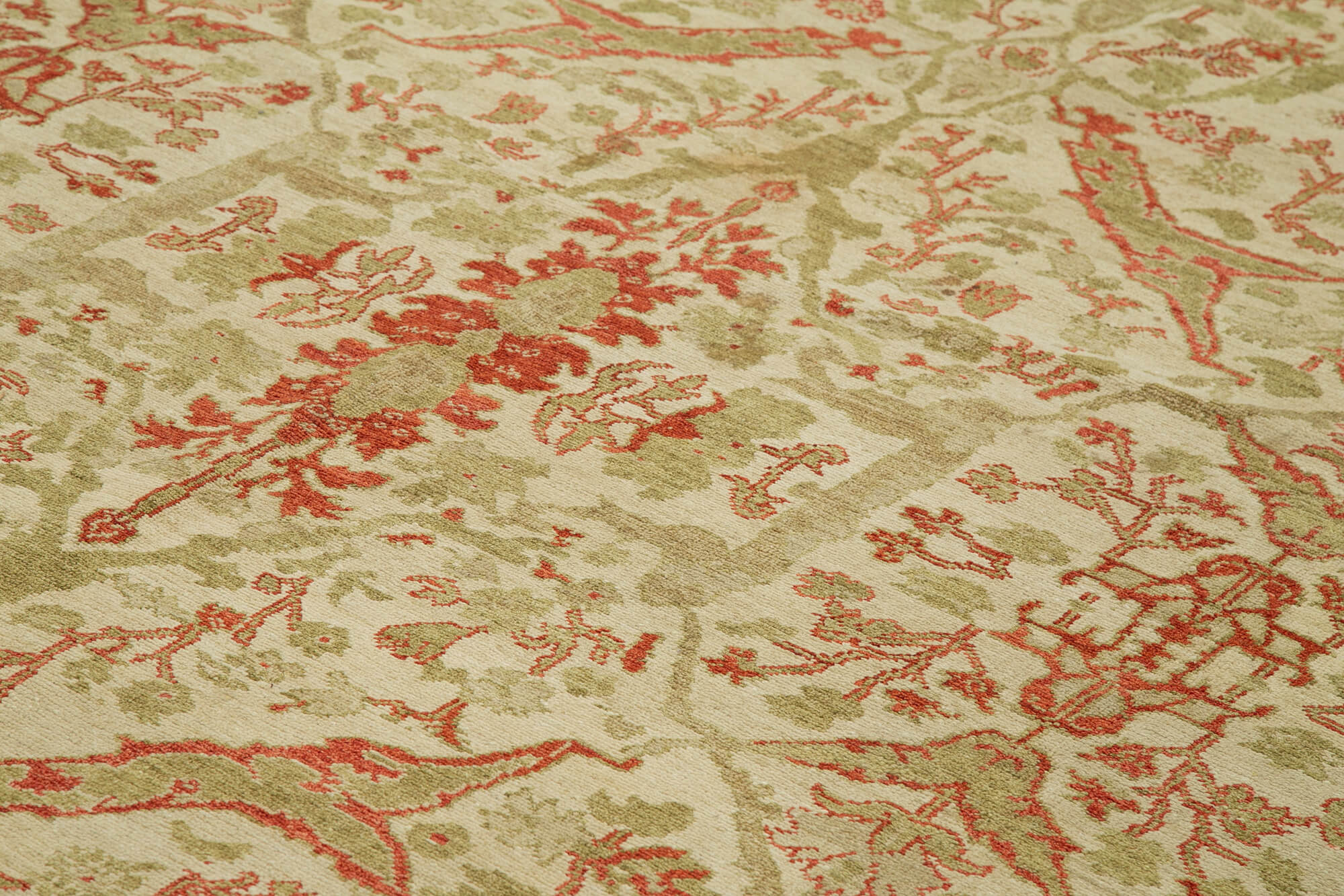 Tebriz Bej Klasik Pamuk Yün El Dokuma Halısı 372x485 Agacan