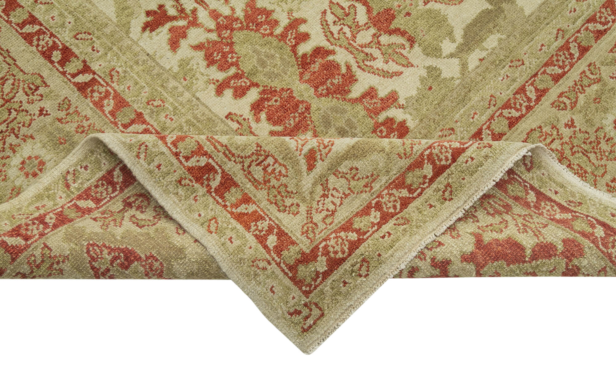 Tebriz Bej Klasik Pamuk Yün El Dokuma Halısı 372x485 Agacan