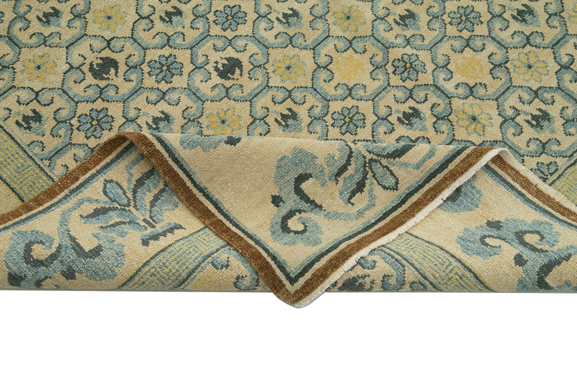 Tebriz Bej Klasik Pamuk Yün El Dokuma Halısı 362x541 Agacan