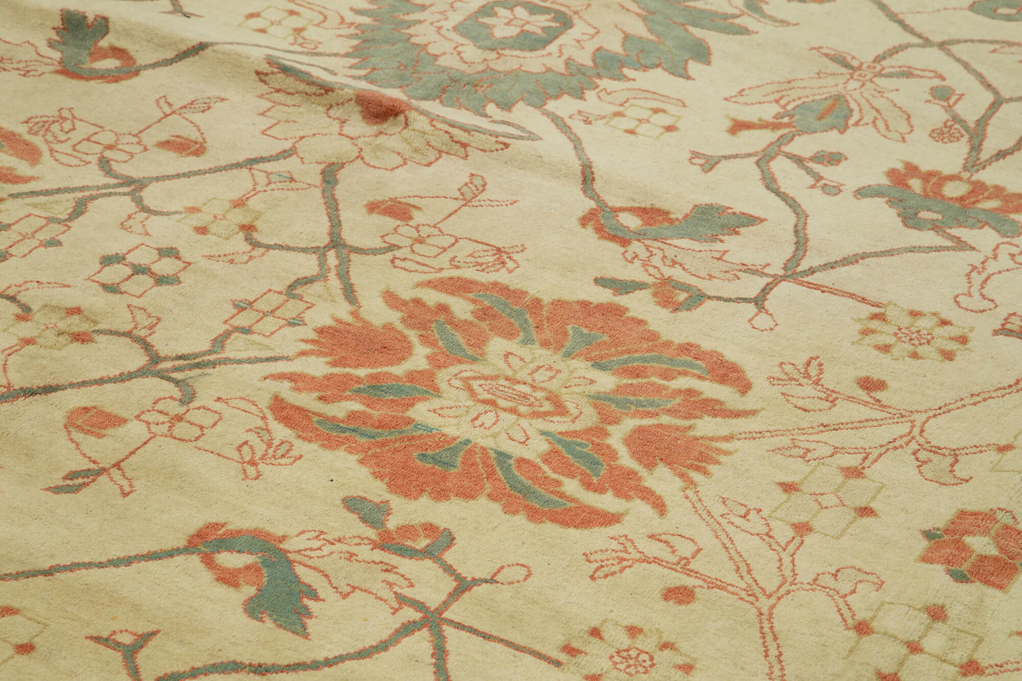 Tebriz Bej Klasik Pamuk Yün El Dokuma Halısı 365x548 Agacan