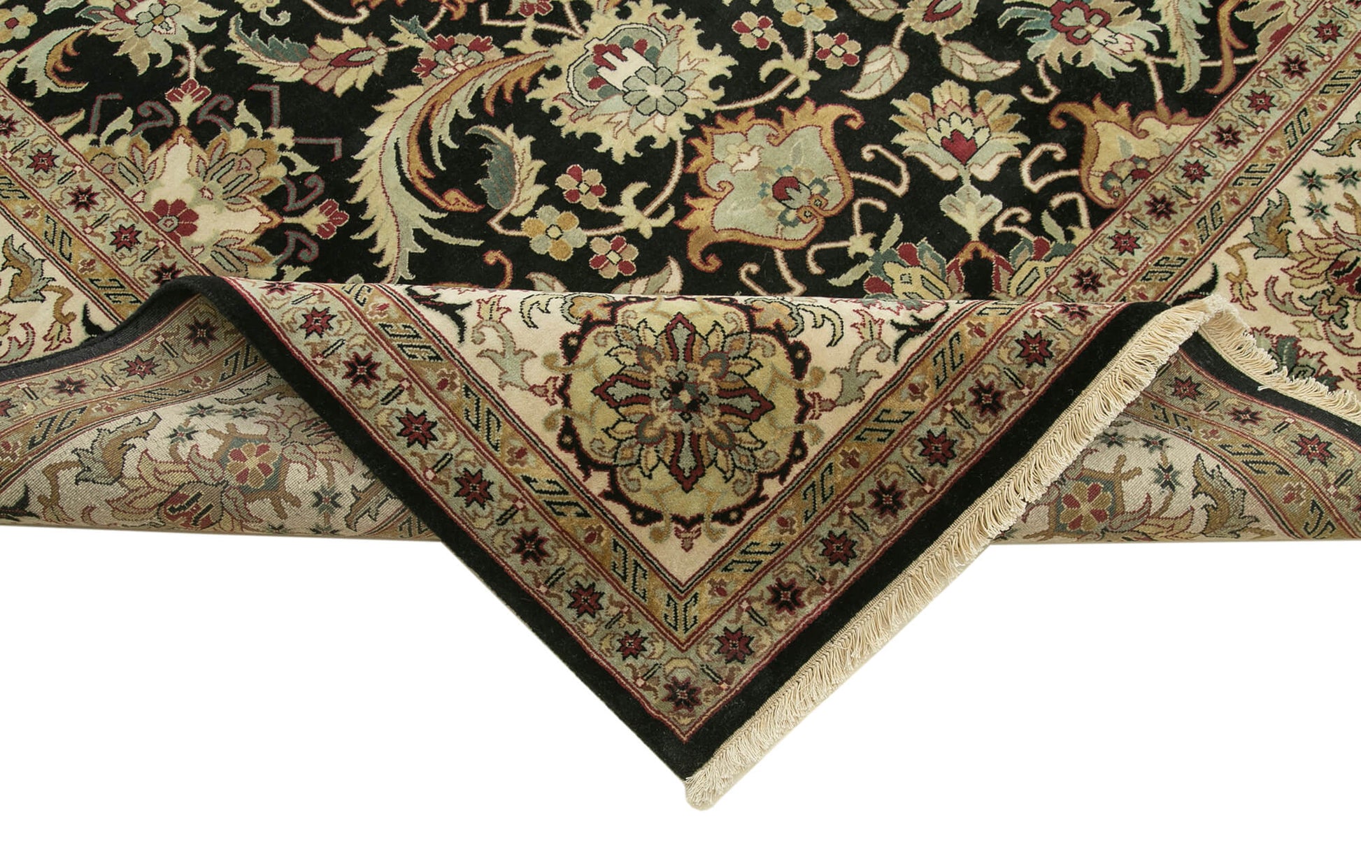 Tebriz Siyah Klasik Pamuk Yün El Dokuma Halısı 375x363 Agacan