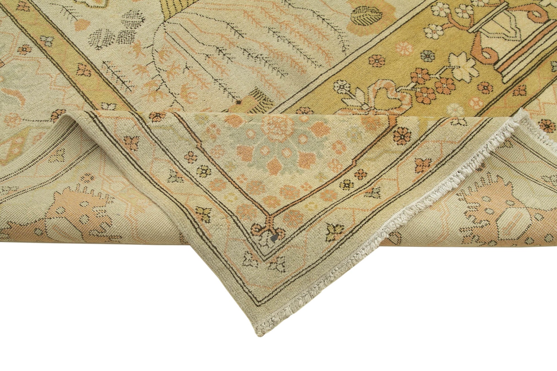 Tebriz Bej Klasik Pamuk Yün El Dokuma Halısı 306x413 Agacan