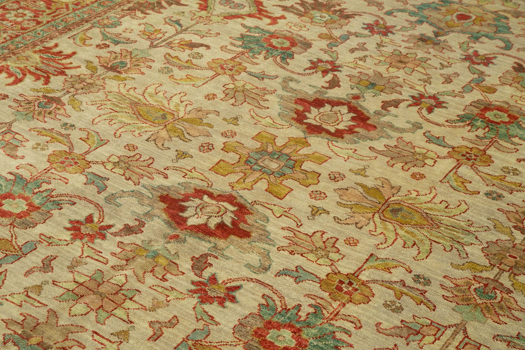 Tebriz Bej Klasik Pamuk Yün El Dokuma Halısı 262x352 Agacan