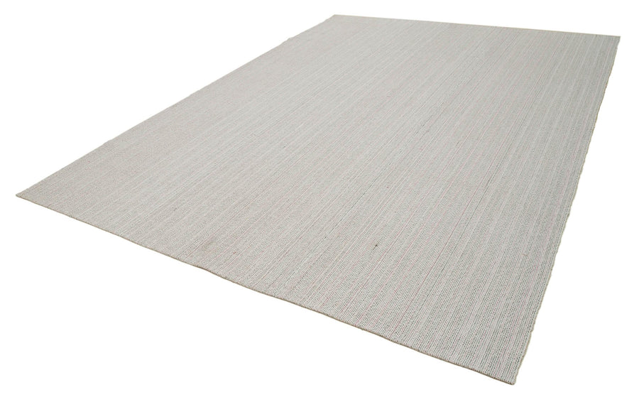 Vintage Flatweave Bej Eskitme Pamuk Yün El Dokuma Halısı 270x371 Agacan