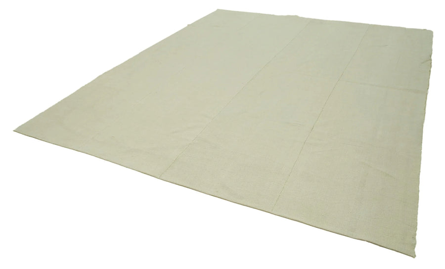 Vintage Flatweave Bej Eskitme Pamuk Yün El Dokuma Halısı 280x326 Agacan