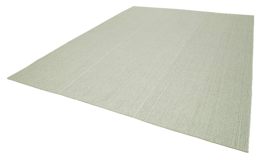 Vintage Flatweave Bej Eskitme Pamuk Yün El Dokuma Halısı 305x372 Agacan
