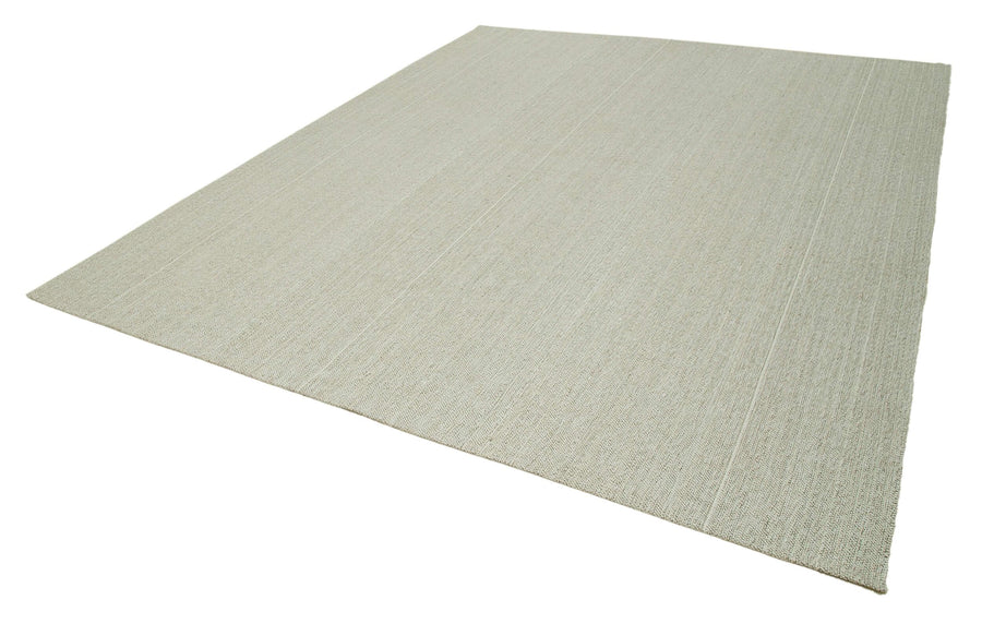 Vintage Flatweave Bej Eskitme Pamuk Yün El Dokuma Halısı 281x343 Agacan