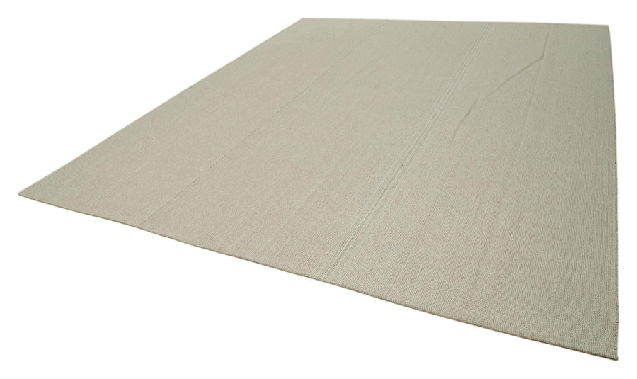 Vintage Flatweave Bej Eskitme Pamuk Yün El Dokuma Halısı 318x377 Agacan