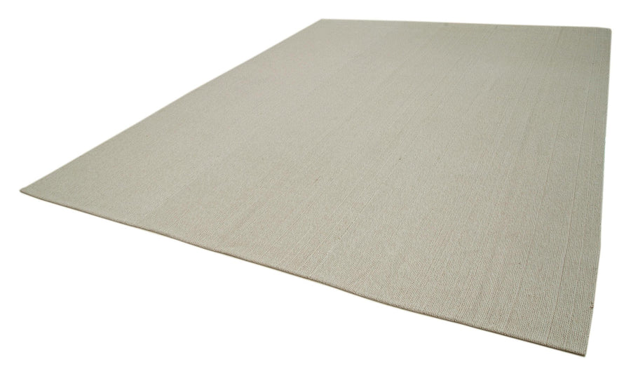 Vintage Flatweave Bej Eskitme Pamuk Yün El Dokuma Halısı 317x403 Agacan