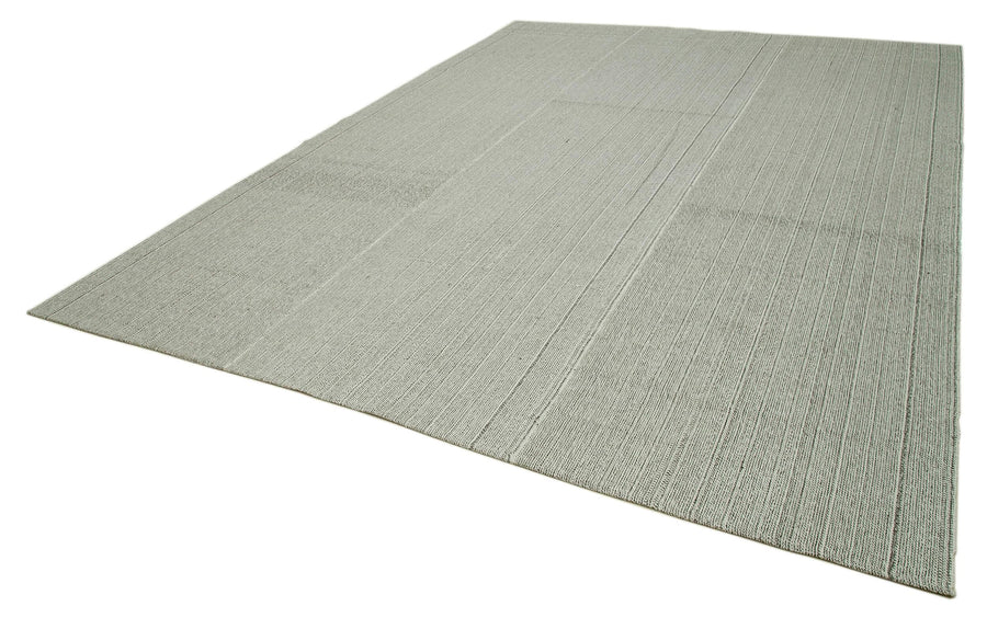 Vintage Flatweave Gri Eskitme Pamuk Yün El Dokuma Halısı 307x414 Agacan