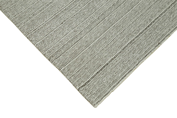 Vintage Flatweave Gri Eskitme Pamuk Yün El Dokuma Halısı 307x414 Agacan