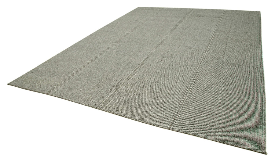 Vintage Flatweave Gri Eskitme Pamuk Yün El Dokuma Halısı 317x424 Agacan