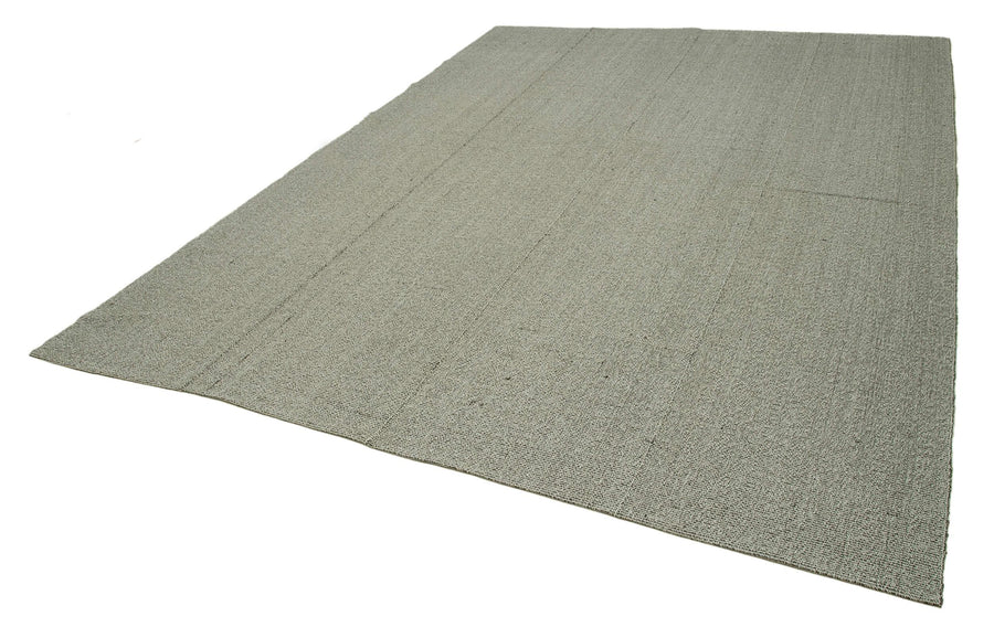 Vintage Flatweave Gri Eskitme Pamuk Yün El Dokuma Halısı 260x362 Agacan