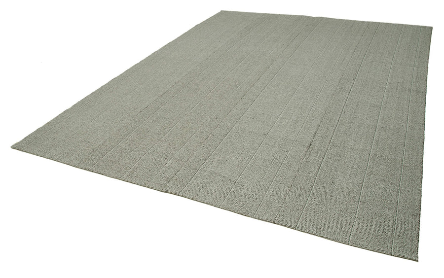 Vintage Flatweave Gri Eskitme Pamuk Yün El Dokuma Halısı 260x340 Agacan