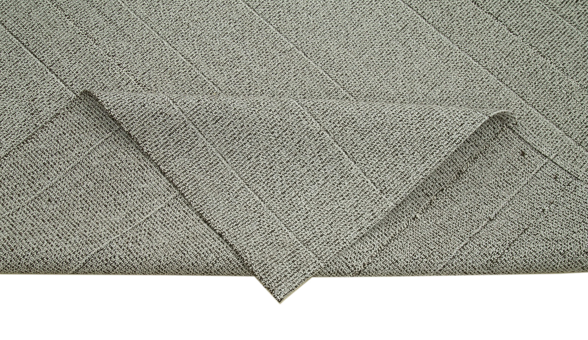 Vintage Flatweave Gri Eskitme Pamuk Yün El Dokuma Halısı 260x340 Agacan