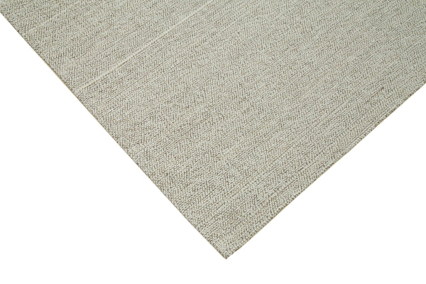Vintage Flatweave Bej Eskitme Pamuk Yün El Dokuma Halısı 278x304 Agacan