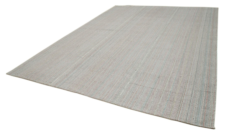 Vintage Flatweave Beyaz Eskitme Pamuk Yün El Dokuma Halısı 305x405 Agacan