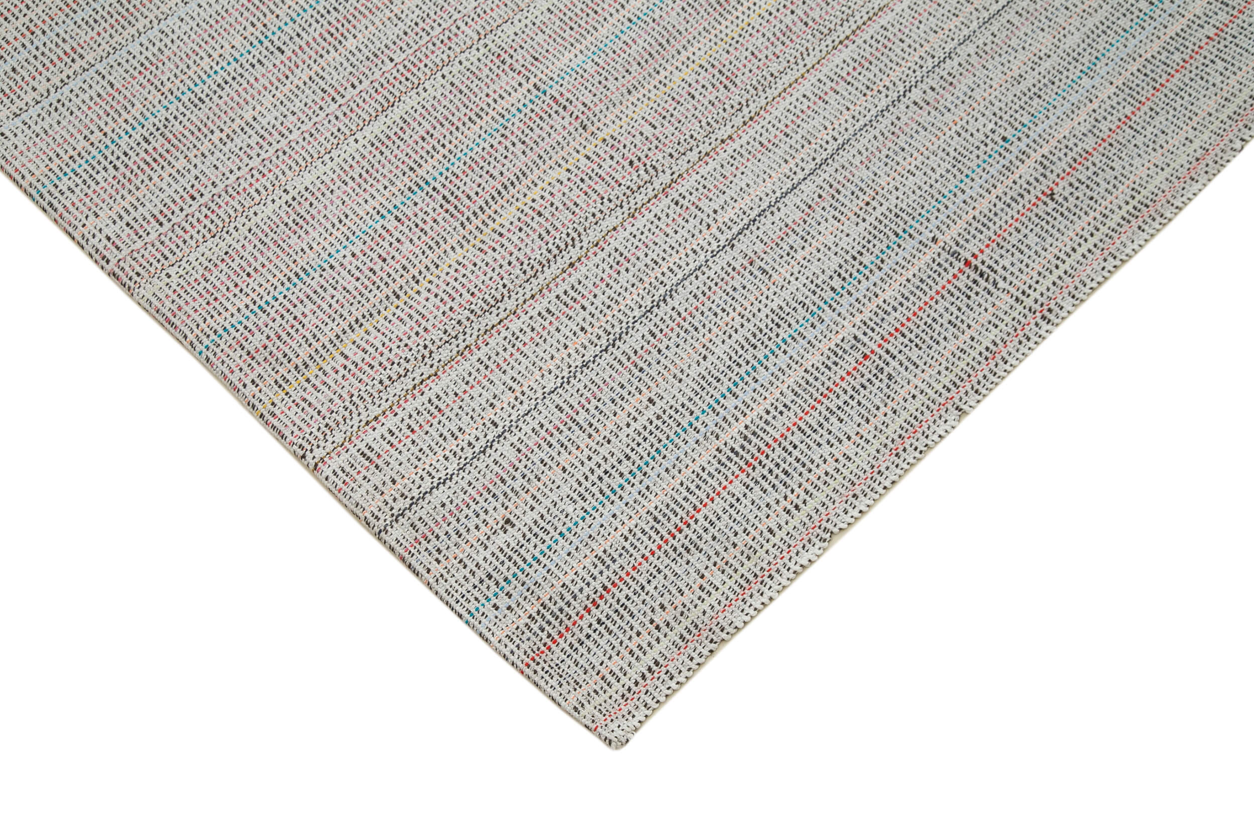 Vintage Flatweave Beyaz Eskitme Pamuk Yün El Dokuma Halısı 305x405 Agacan