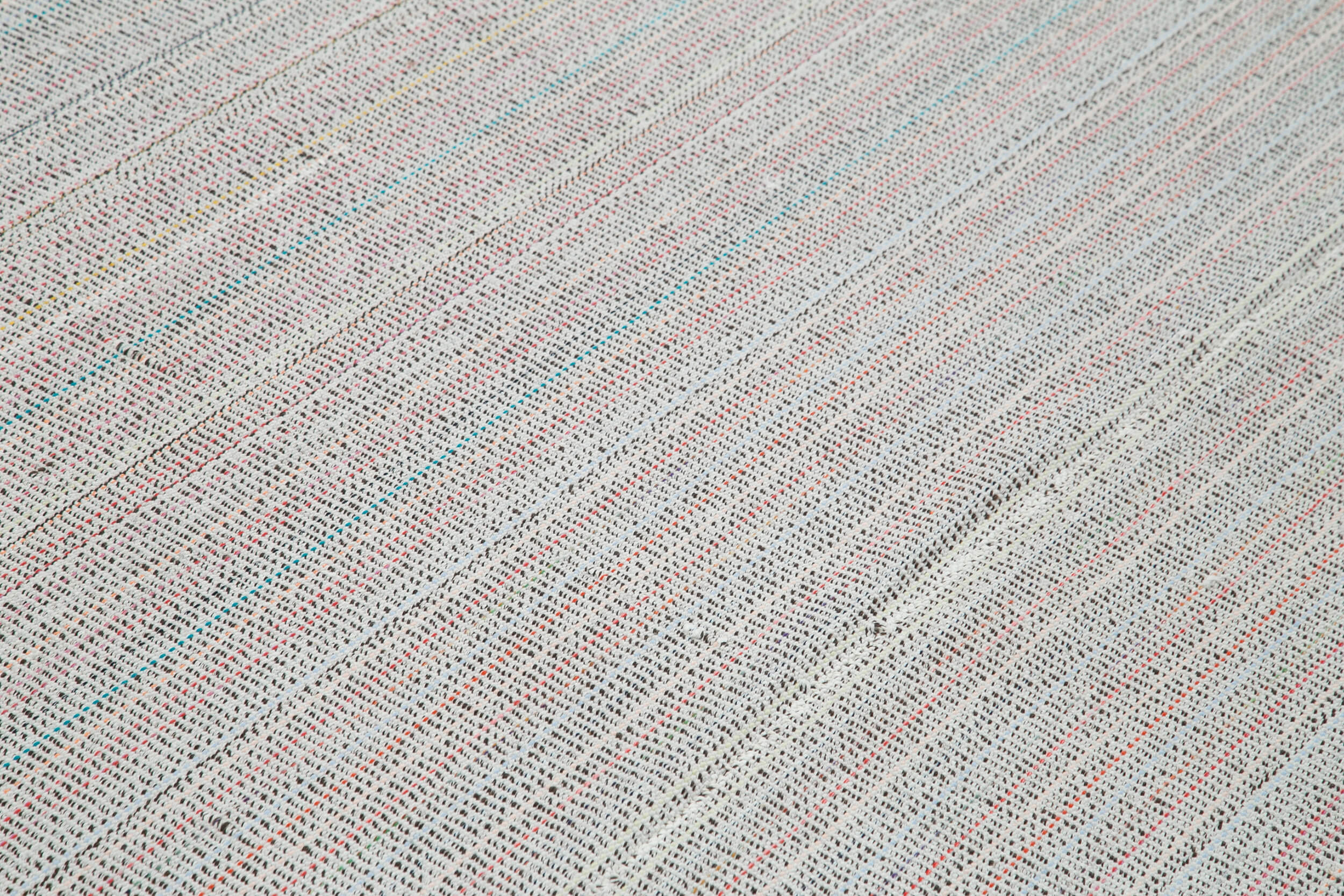 Vintage Flatweave Beyaz Eskitme Pamuk Yün El Dokuma Halısı 305x405 Agacan