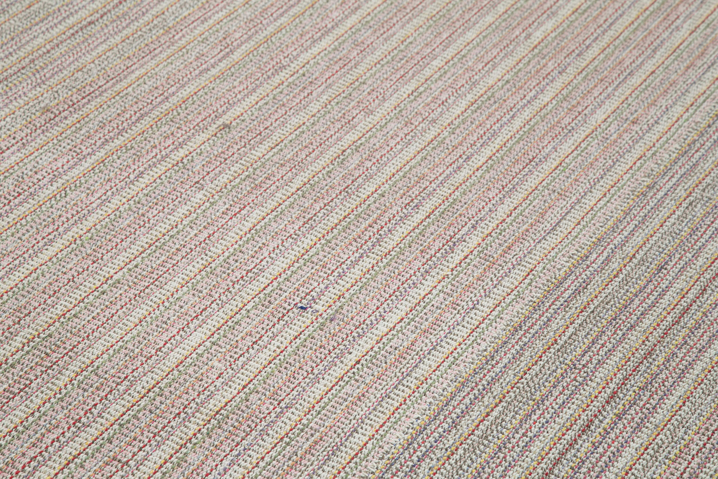 Vintage Flatweave Beyaz Eskitme Pamuk Yün El Dokuma Halısı 285x396 Agacan