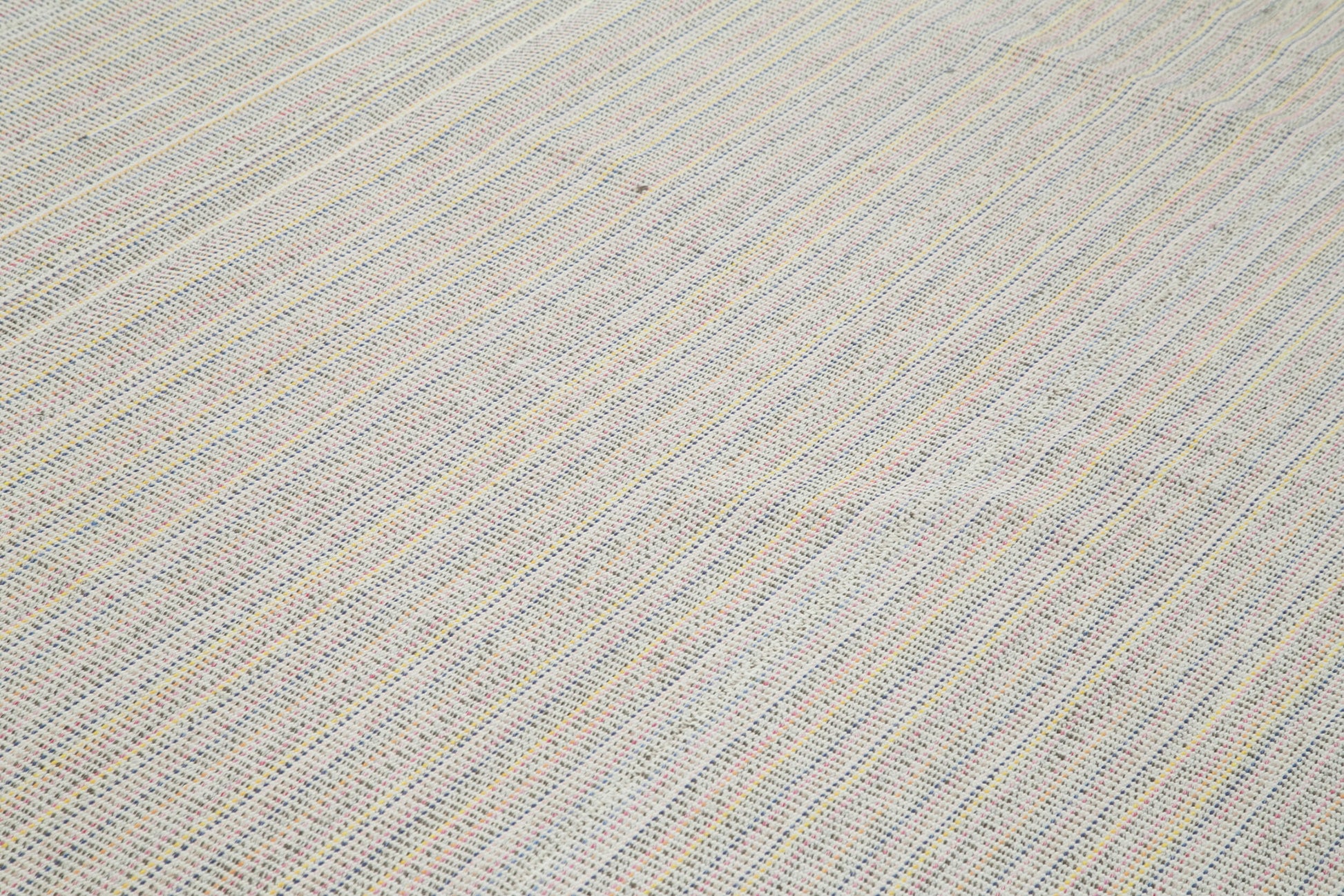 Vintage Flatweave Bej Eskitme Pamuk Yün El Dokuma Halısı 306x411 Agacan