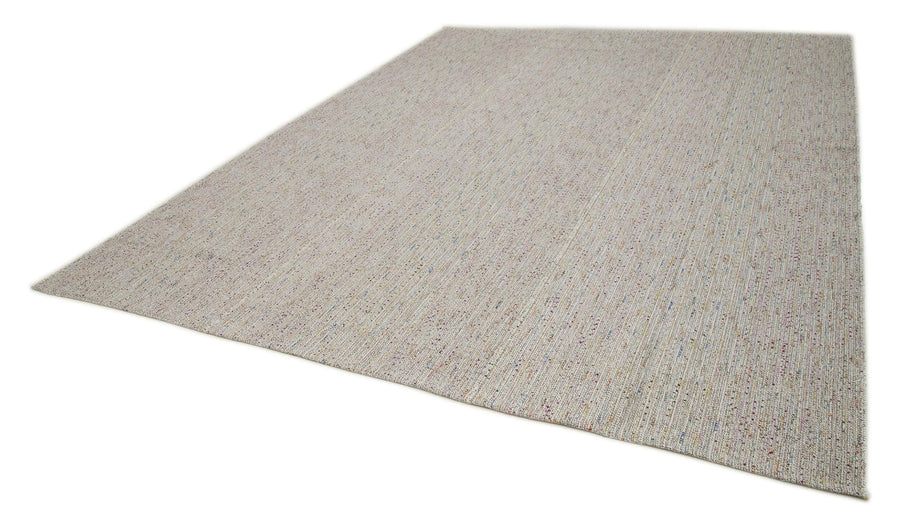 Vintage Flatweave Beyaz Eskitme Pamuk Yün El Dokuma Halısı 312x400 Agacan