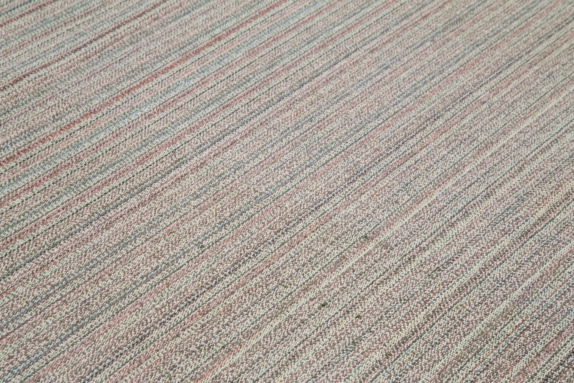 Vintage Flatweave Beyaz Eskitme Pamuk Yün El Dokuma Halısı 310x410 Agacan