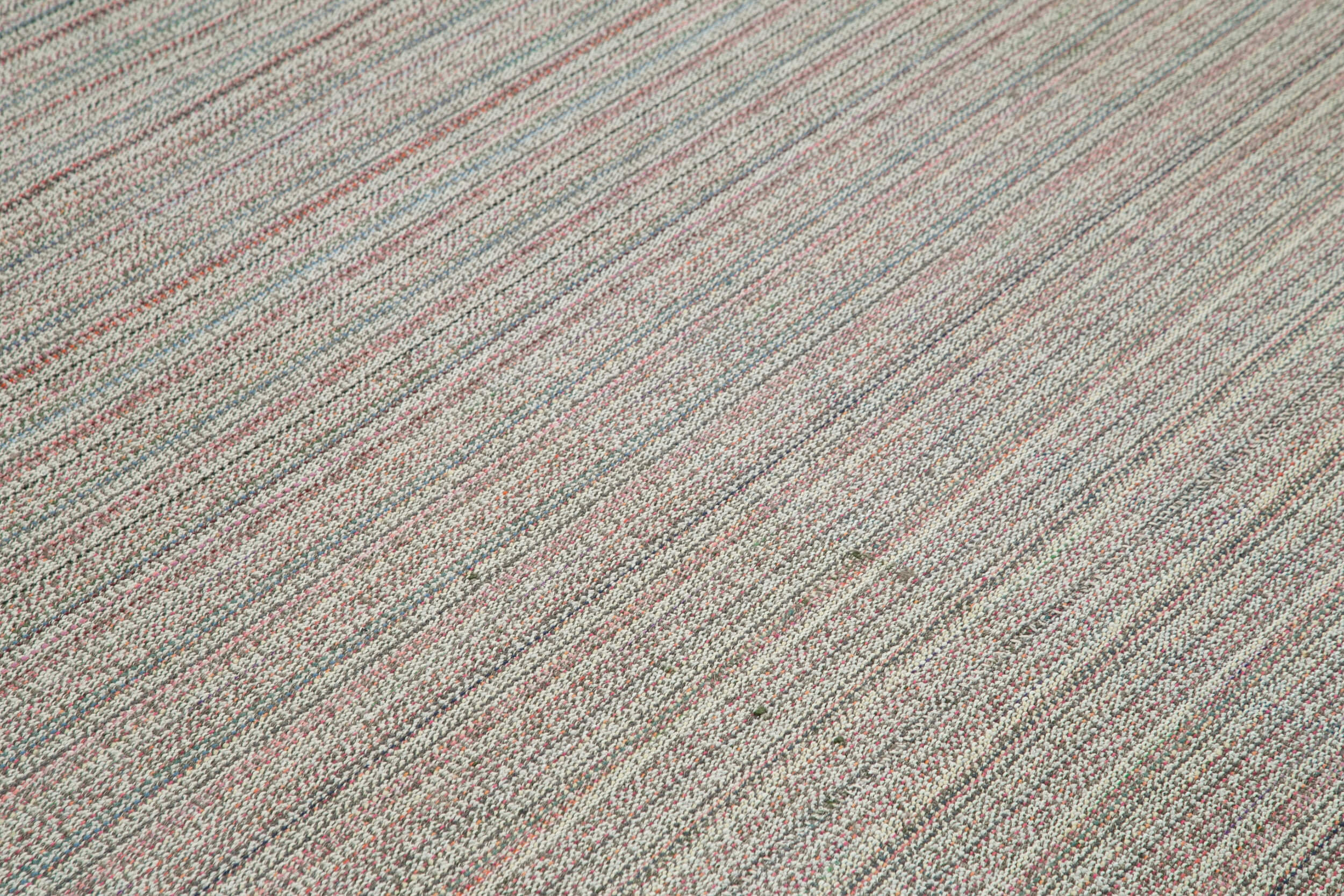 Vintage Flatweave Beyaz Eskitme Pamuk Yün El Dokuma Halısı 310x410 Agacan