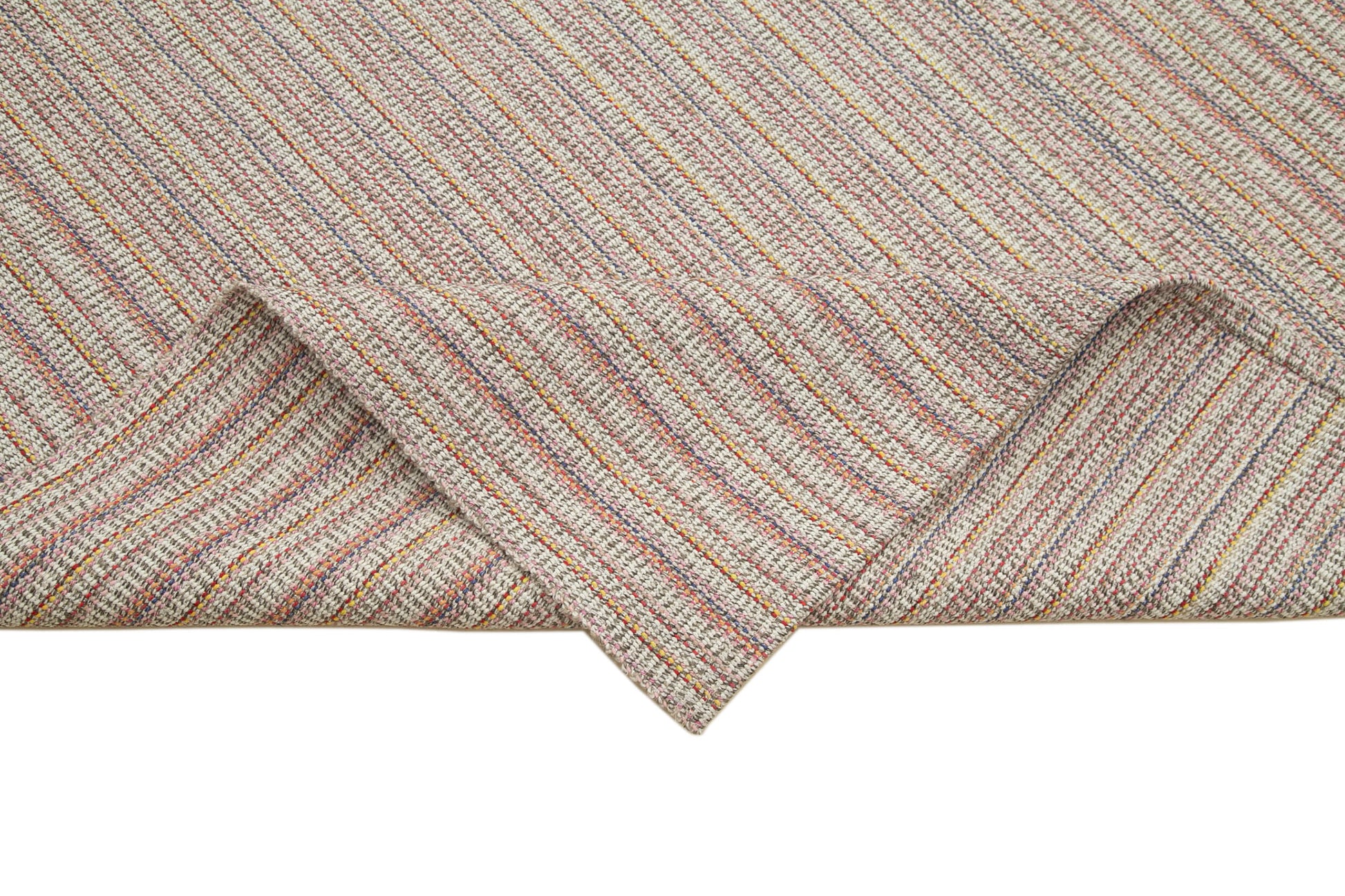 Vintage Flatweave Beyaz Eskitme Pamuk Yün El Dokuma Halısı 317x411 Agacan