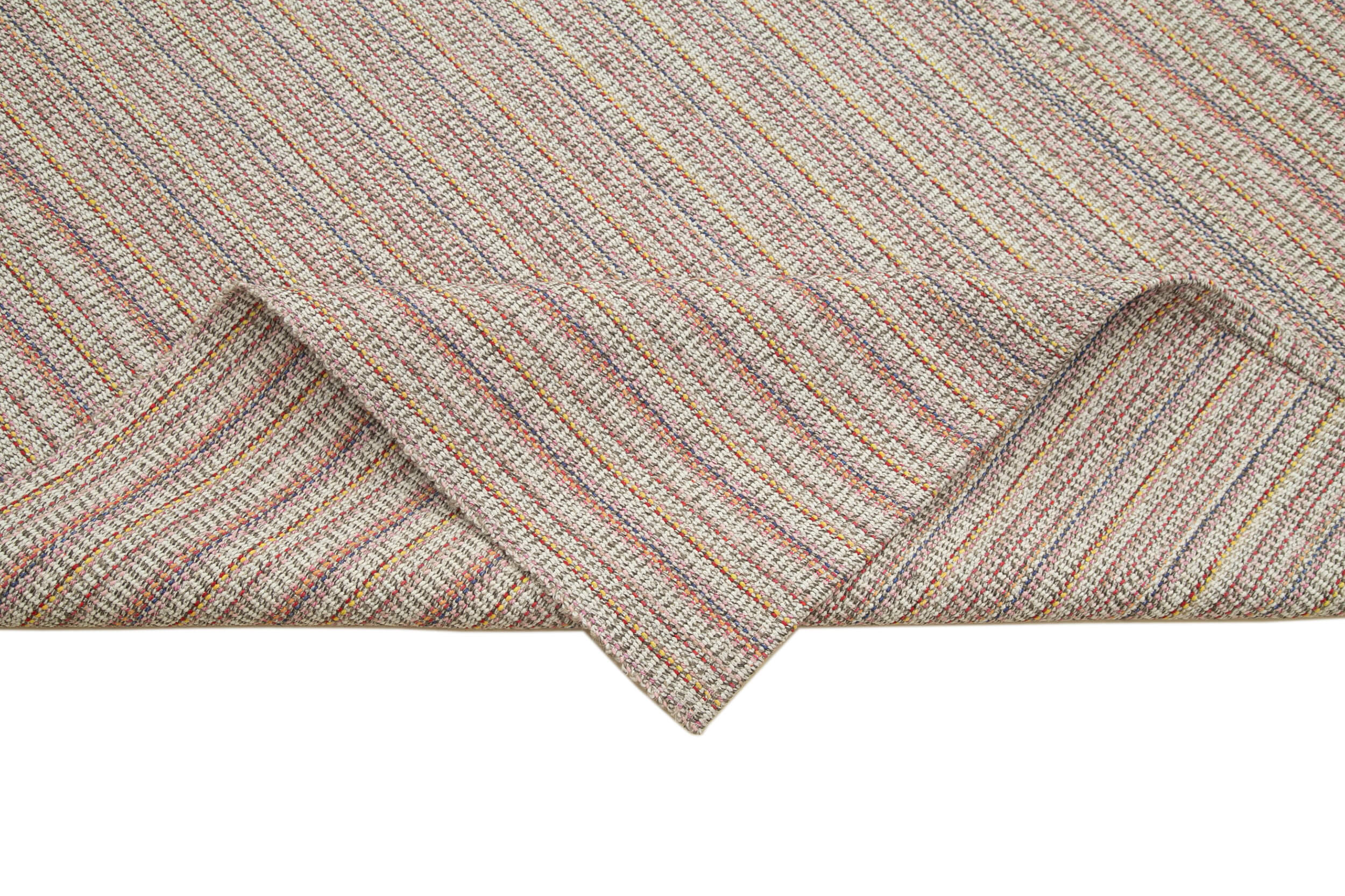 Vintage Flatweave Beyaz Eskitme Pamuk Yün El Dokuma Halısı 317x411 Agacan