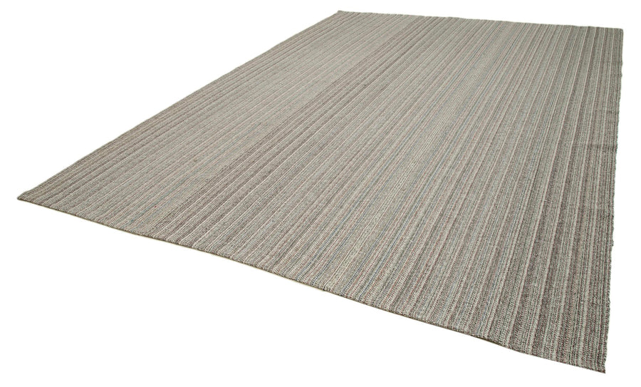 Vintage Flatweave Gri Eskitme Pamuk Yün El Dokuma Halısı 300x416 Agacan