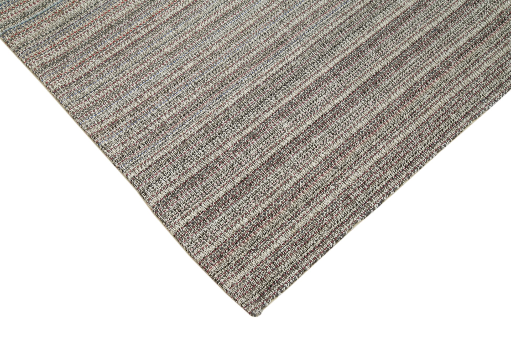Vintage Flatweave Gri Eskitme Pamuk Yün El Dokuma Halısı 300x416 Agacan