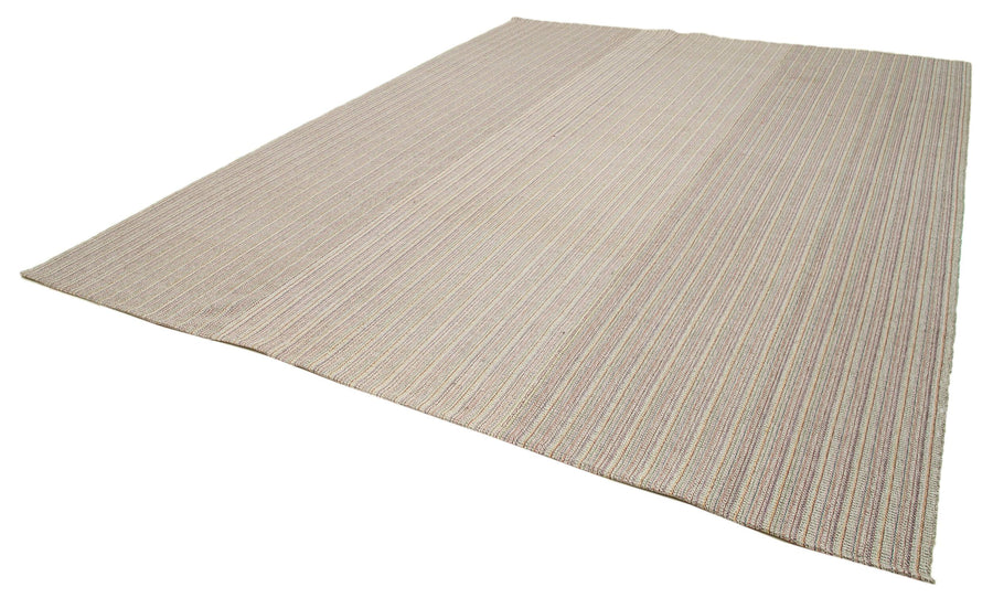 Vintage Flatweave Beyaz Eskitme Pamuk Yün El Dokuma Halısı 318x405 Agacan