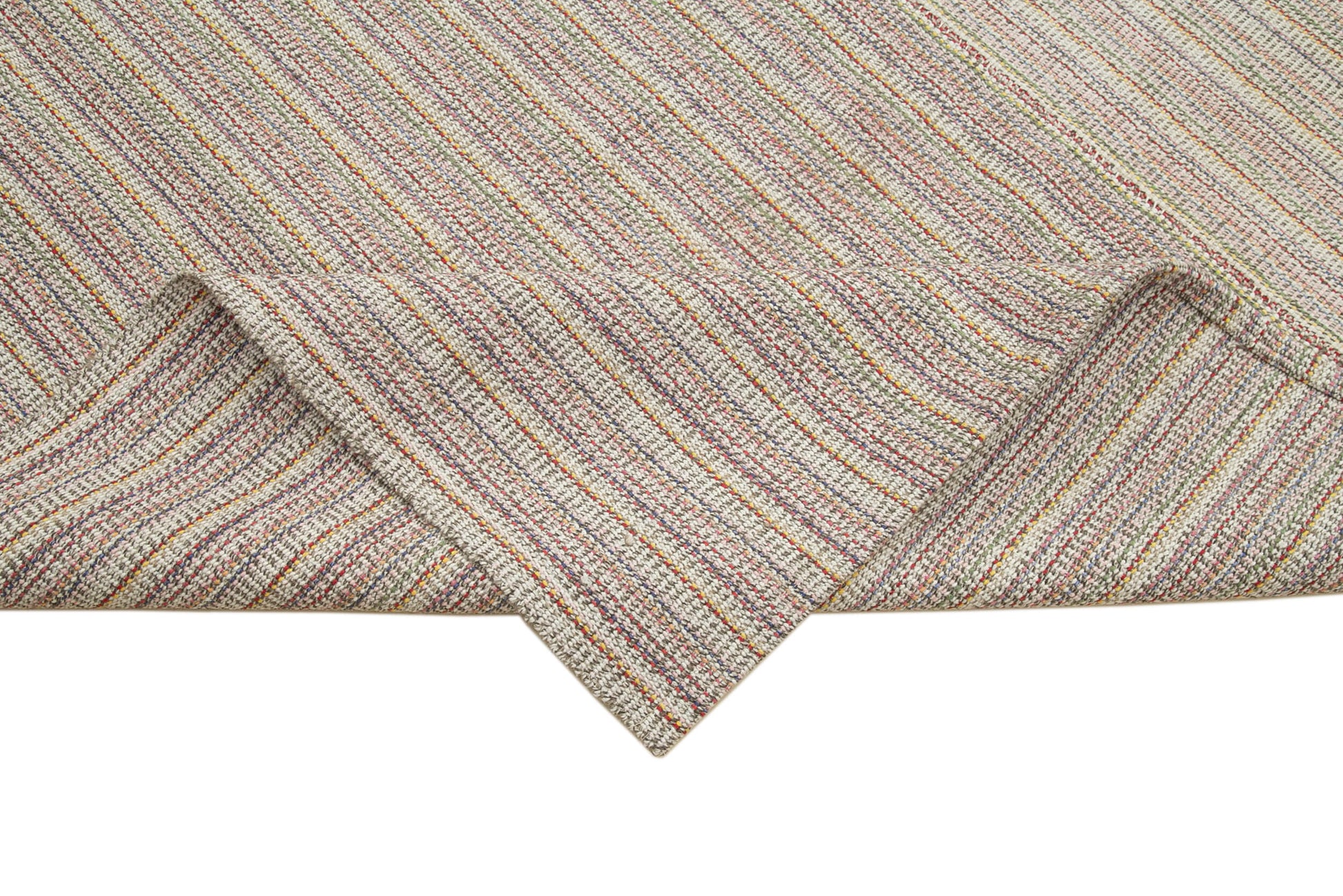 Vintage Flatweave Beyaz Eskitme Pamuk Yün El Dokuma Halısı 318x405 Agacan